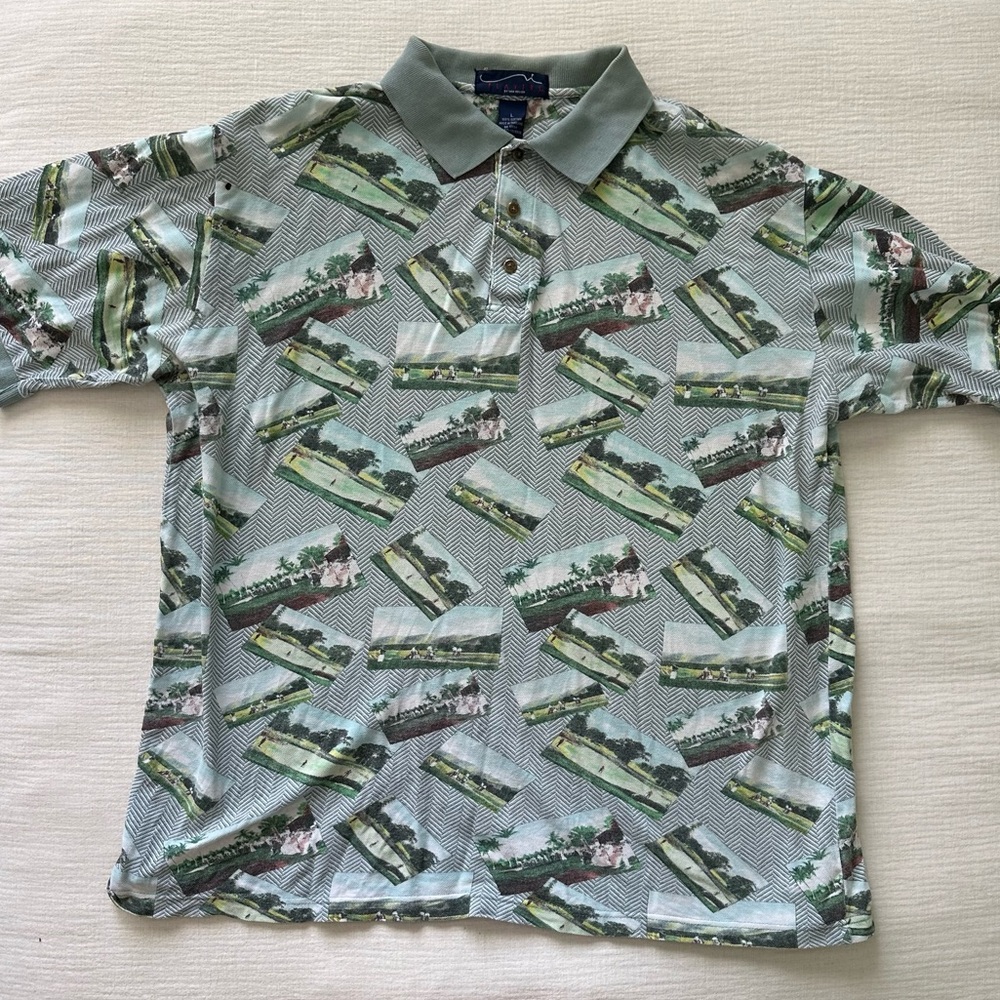 Men’s Golf Shirt Graphic Collard Shirt Large The Players Van Heusen